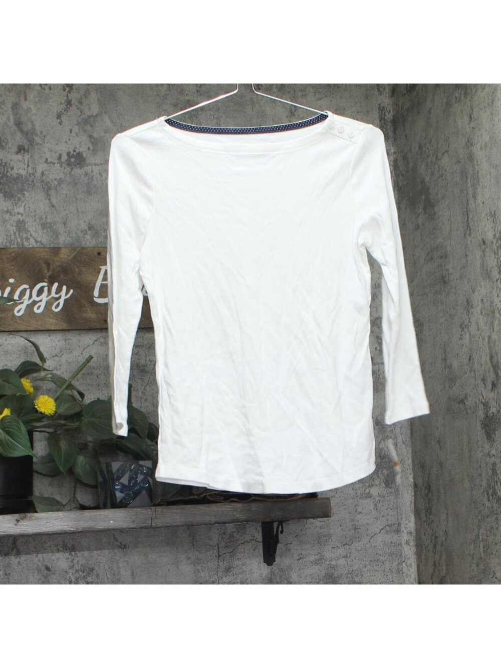 Charter Club Pima Cotton Button-Shoulder Boat-Neck Top 54700P143 White PS